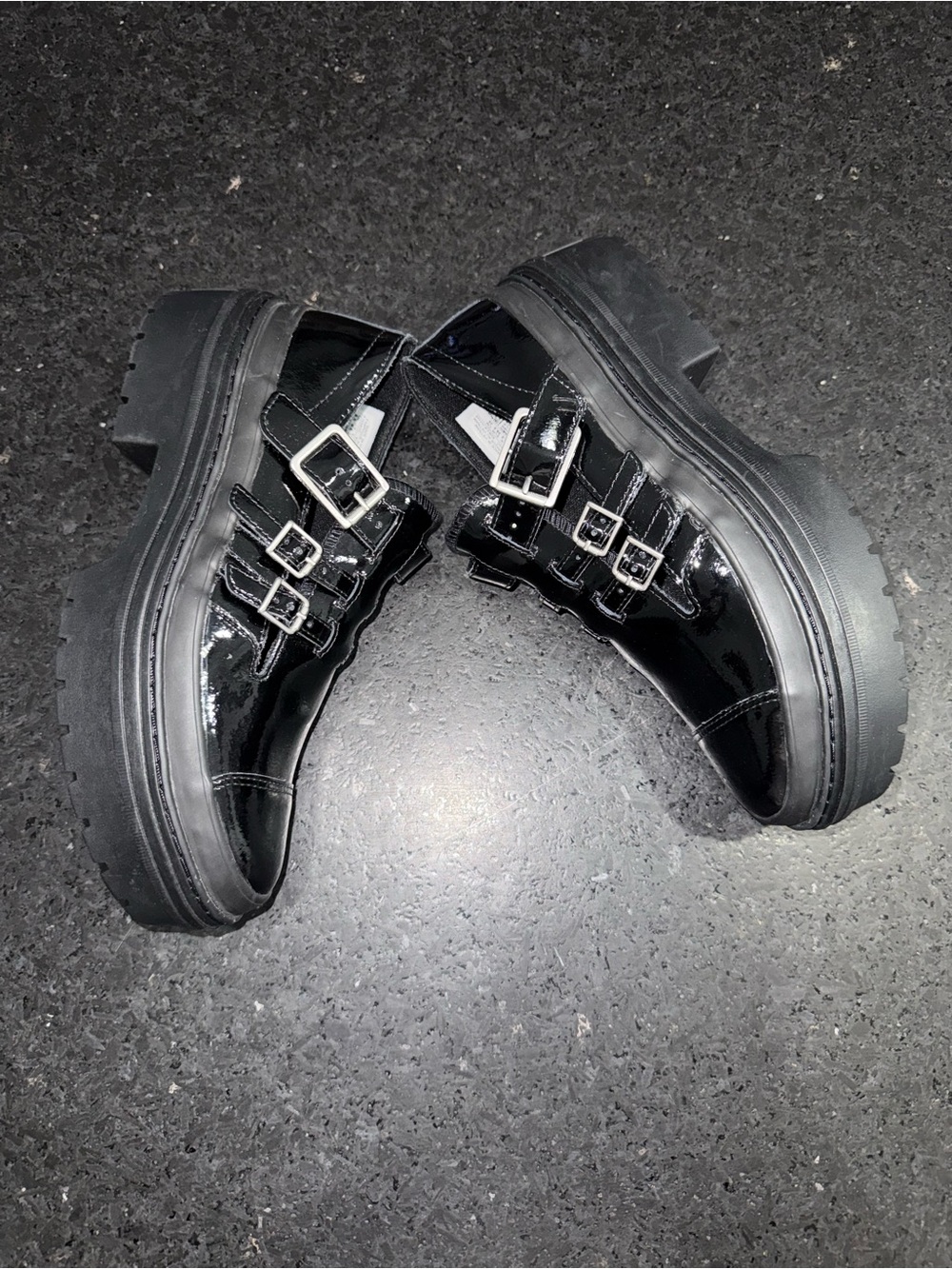 NEW CONVERSE BLACK PATENT CHUCK TAYLOR ALL STAR LUGGED HEEL MARY JANE PLATFORM 8 - Picture 6 of 14